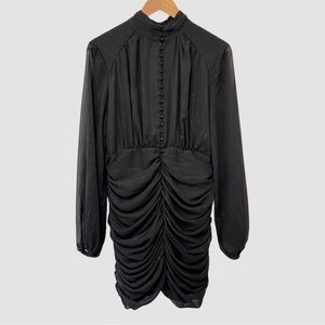 House Of Harlow 1960 Black Ruched Long Sleeve Dress US10 ($198)